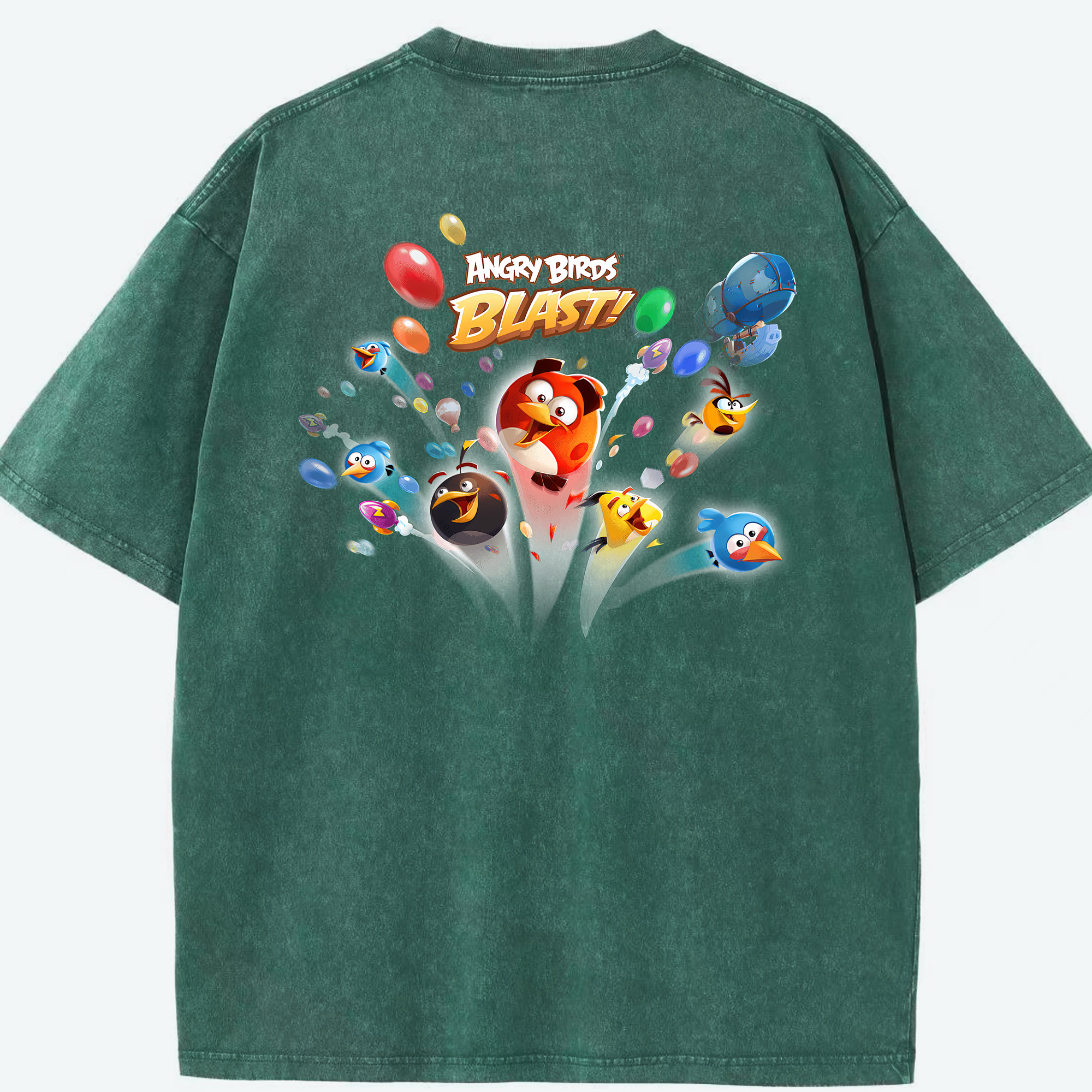 （画像用） Angry Birds アングリーバード 綿100% ヴィンテージ風 半袖Tシャツ（背面プリント）
